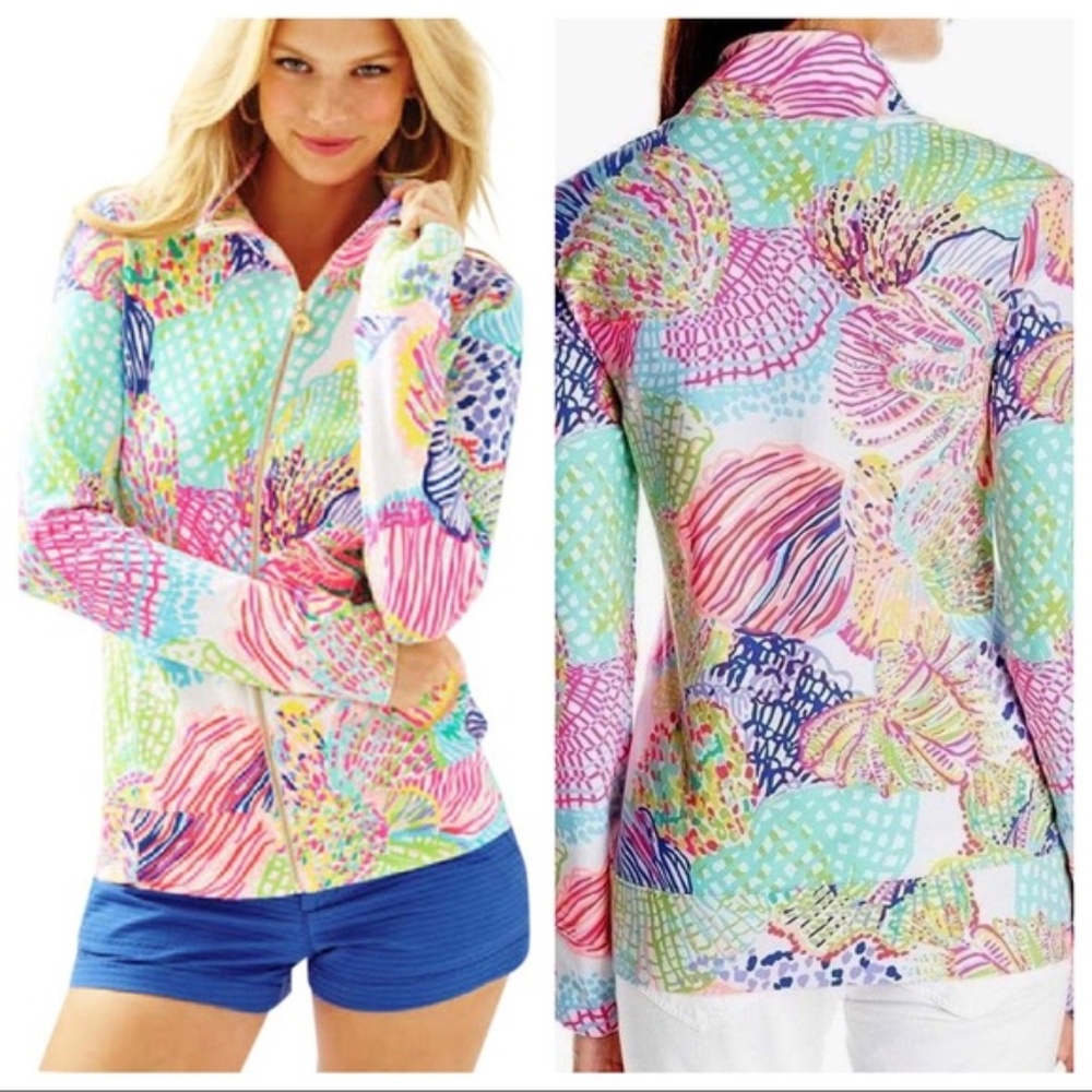 NWT Lilly Pulitzer Skipper Popover in Roar of the Seas Print, UPF 50+ Jacket Top